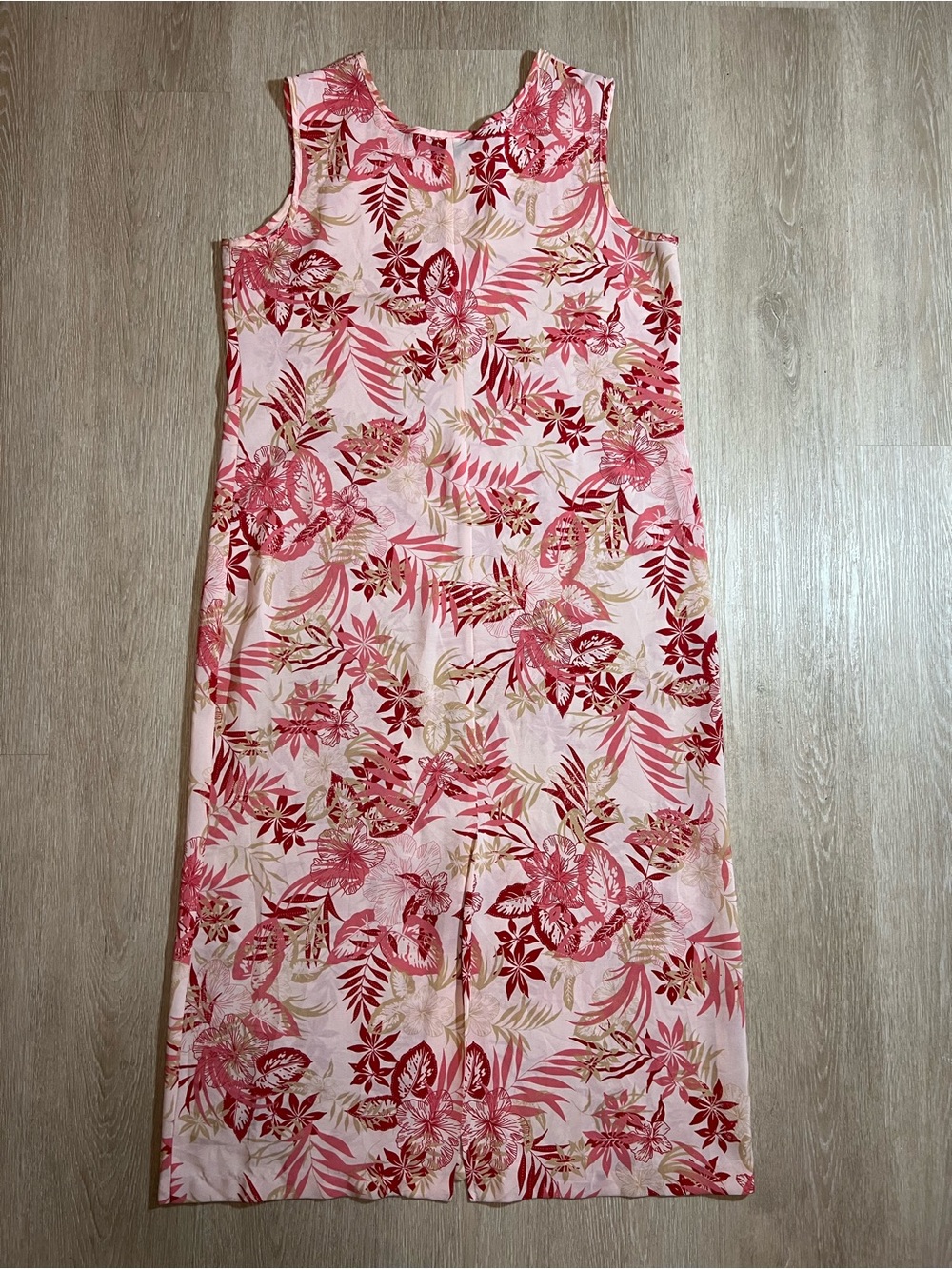 Vintage Tradition Petite Women Sleeveless Pink Floral Summer Tropical Maxi Dress - Picture 5 of 7
